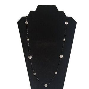 Black & Silver Round Metal and Plastic Beaded Single Strand Layering Necklace
